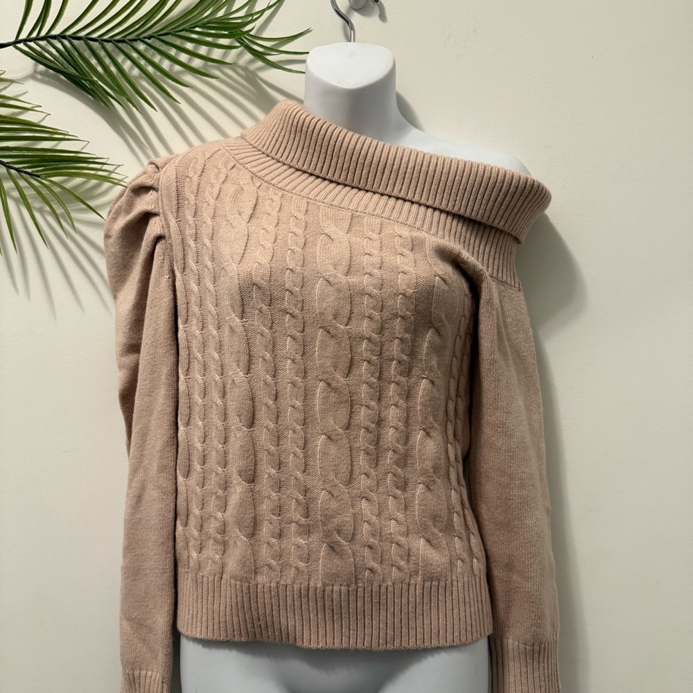 Off-Shoulder Cable Knit Sweater